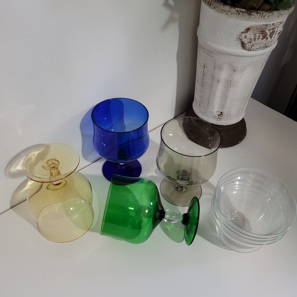 Vintage Bohemian set of 4, Shrimp Cocktail Glasses with Insert - Picture 7 of 9